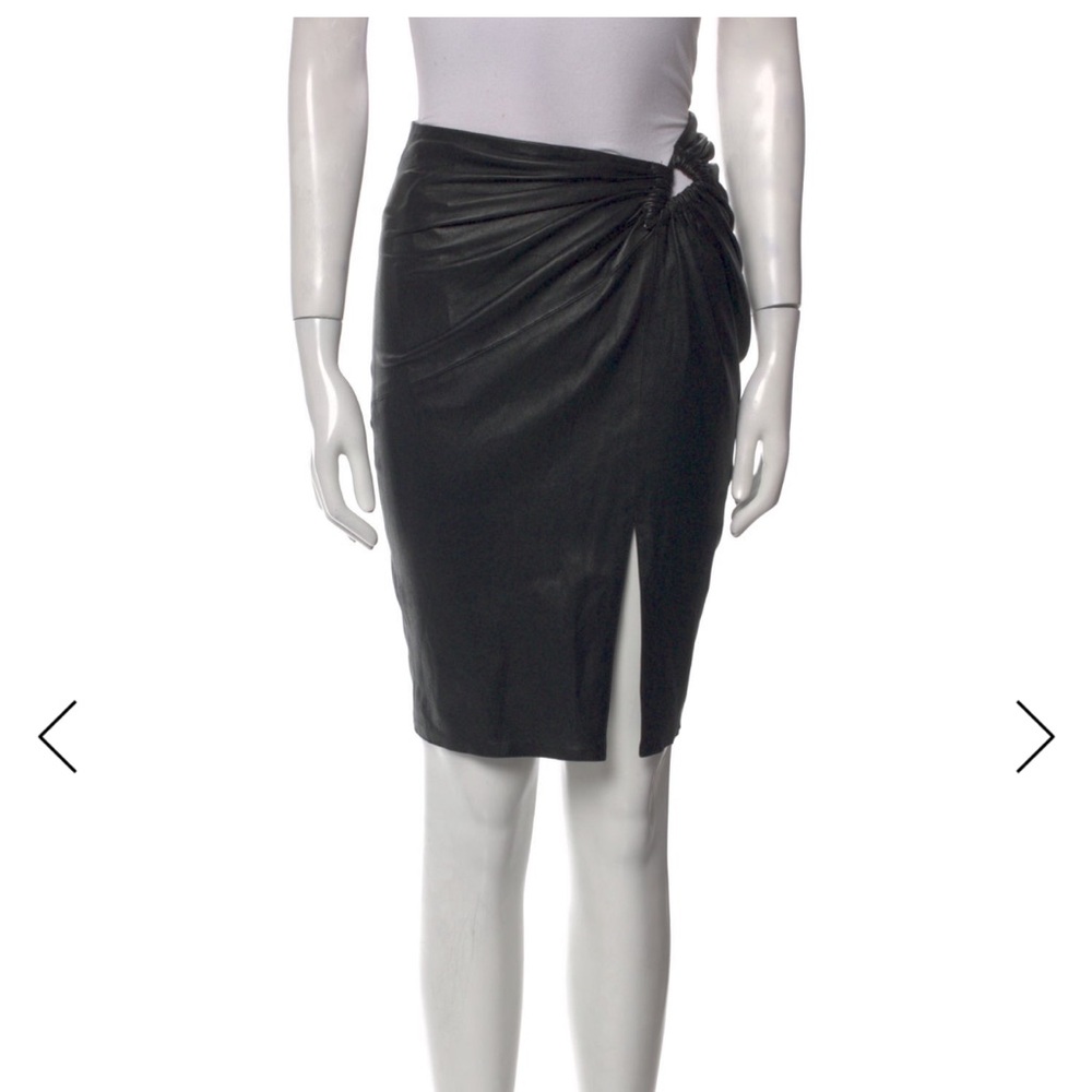 Leather Sexy Black Leather Asymmetrical Slit Skirt